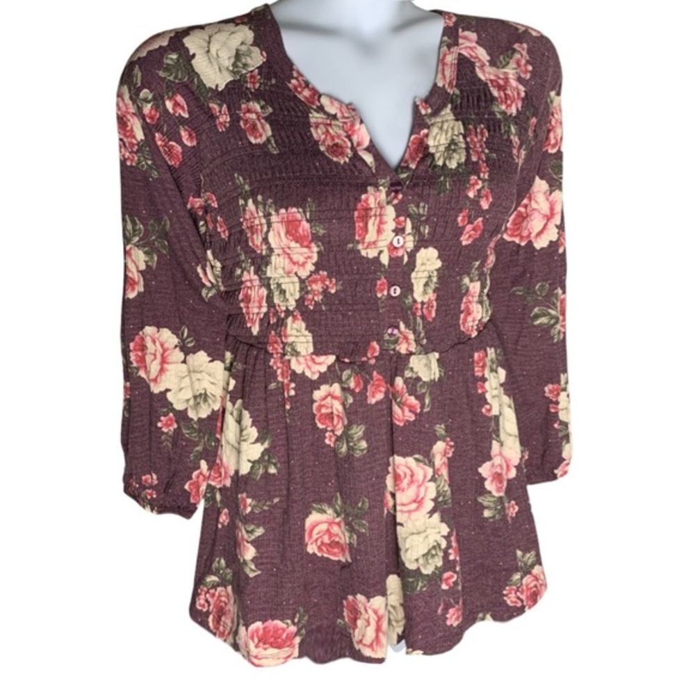 TORRID Floral Smocked Henley Babydoll Blouse NWT Size‎ 5X